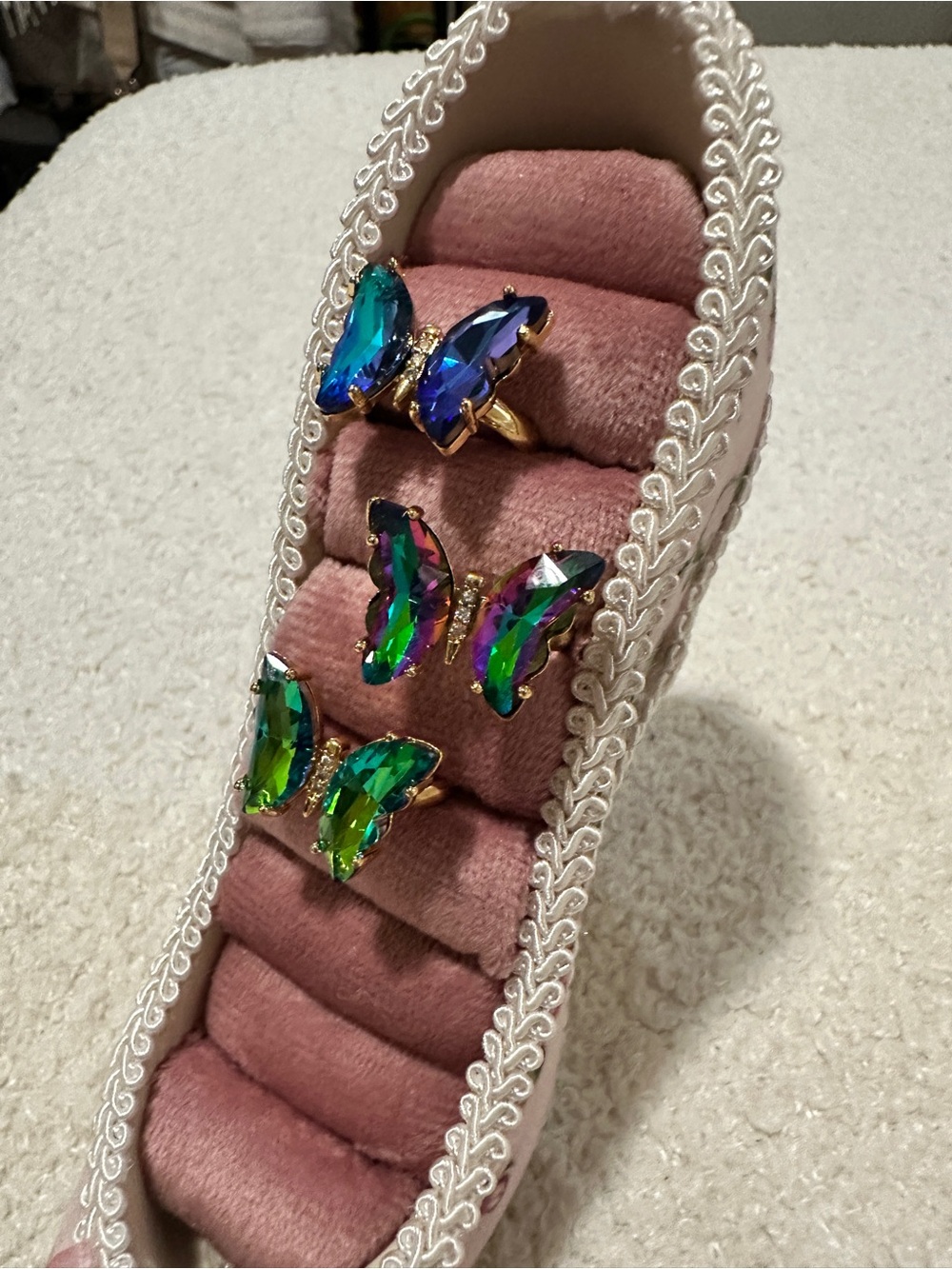 3 Gold Plated Butterfly Rings - Picture 2 of 3